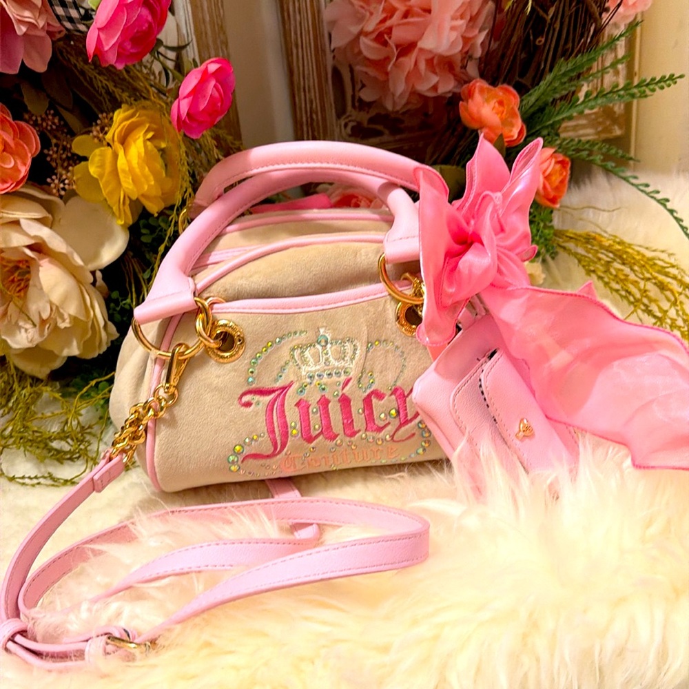 💕Juicy Couture Pink and Cream Satchel & Crossbody with Sparkles💕